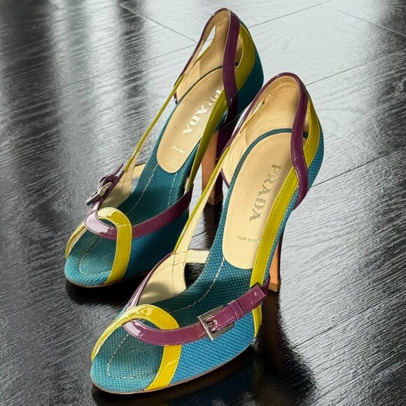 Prada Blue Purple Green Heels - Picture 1 of 6